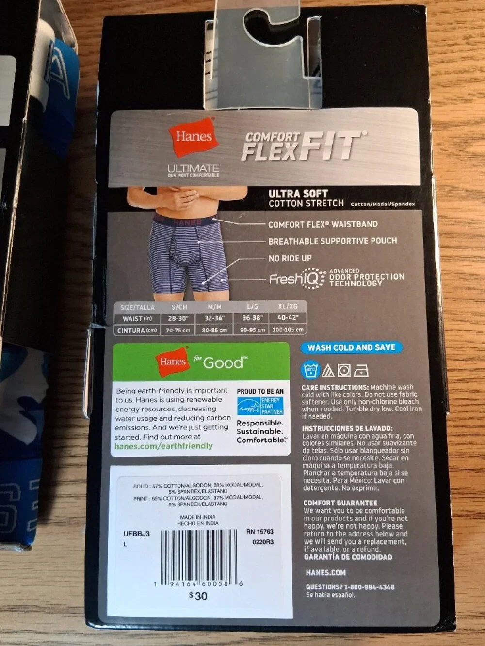 Hanes Boxer Briefs Large 2 packs of 3 Comfort Flex Fit Tagless Underwear